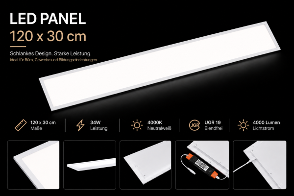 LED Panel SARA 34W 4000K weiß UGR 19